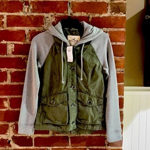 Soft olive colored jacket.